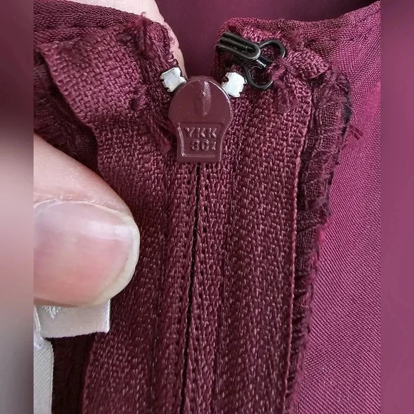 David's Bridal, Size 2, Wine Long Flutter Sleeve Dress - Picture 11 of 13